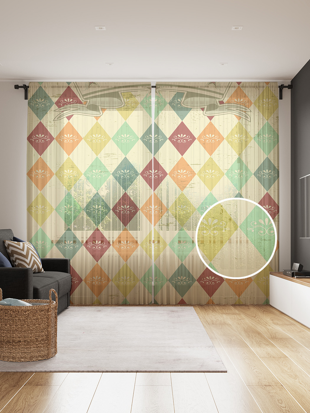 

Фототюль JoyArty "Винтажная афиша", 145x265см (2 полотна со шторной лентой + 50 крючков), Винтажная афиша