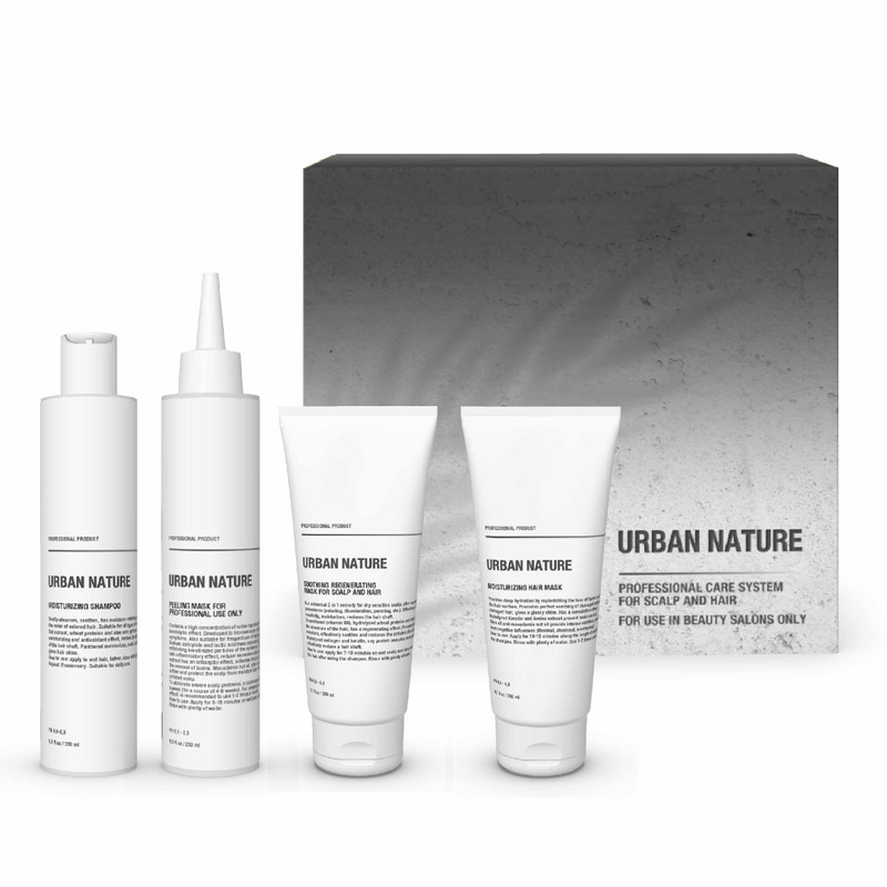 Набор профессионального ухода для волос URBAN NATURE для интенсивного пилинга, 900 мл концентрат для интенсивного увлажнения