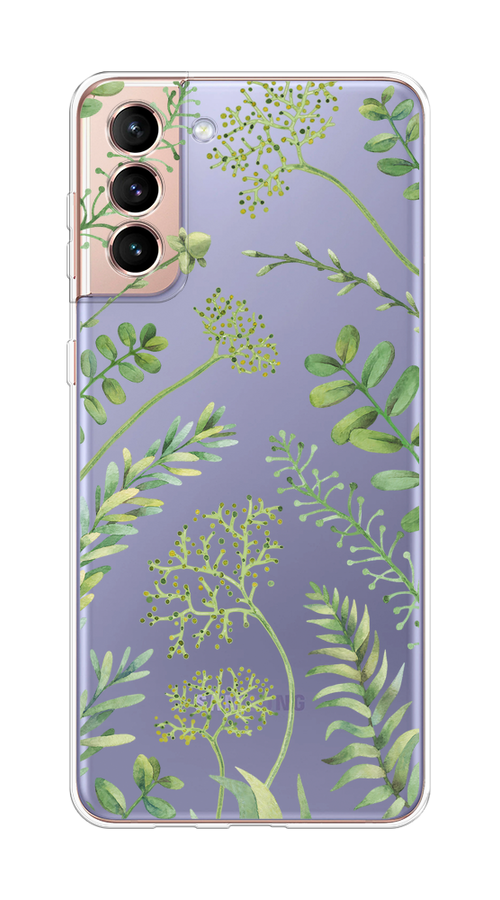 

Чехол на Samsung Galaxy S21 Plus "Green Leaves", Зеленый;прозрачный, 2102150-1