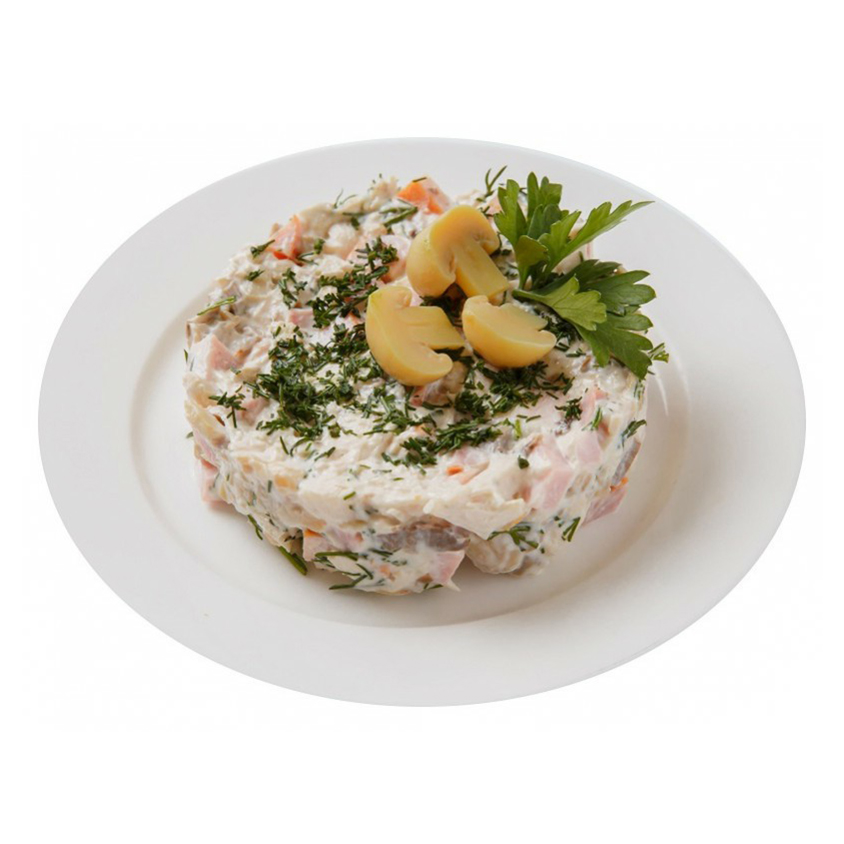 

Салат Каприз с курицей и грибами +-200 г