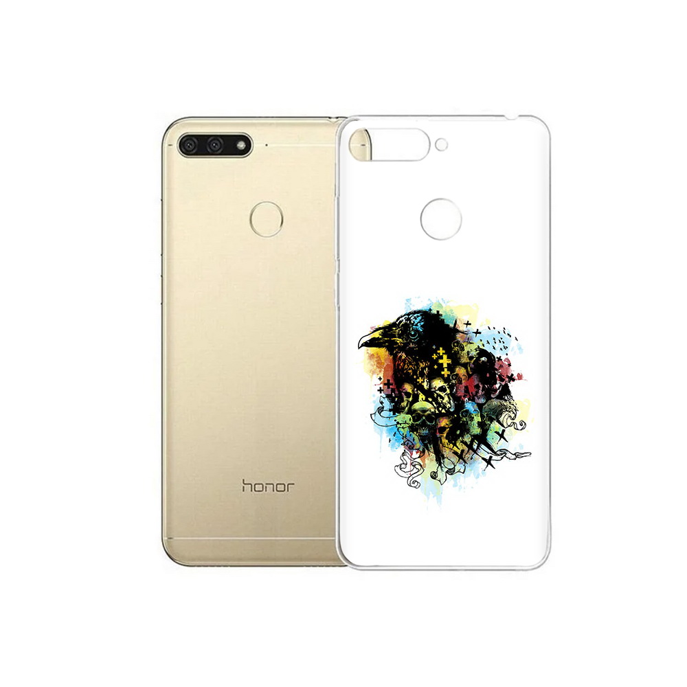 

Чехол MyPads Tocco для Huawei 7C ворон и черепа (PT111175.61.273), Прозрачный, Tocco