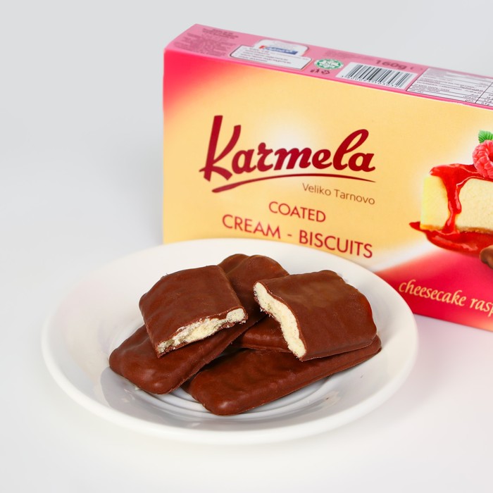 Печенье Karmela с малиновым чизкейком в шоколаде, 160 г