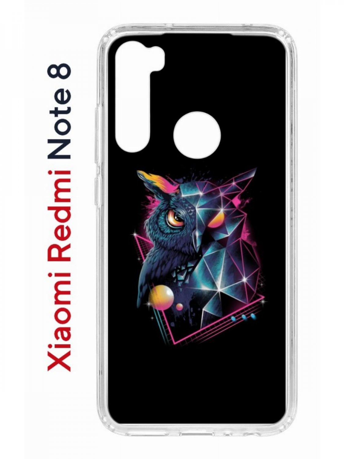 фото Чехол на xiaomi redmi note 8 kruche print retro owl,противоударный бампер,с защитой камеры кruче