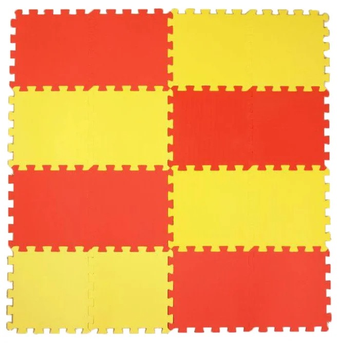 Мягкий пол коврик пазл ECO COVER 25х25х0,9 см. 16 дет. 25МП1 желто-красный