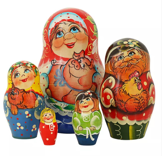 

Матрешка Хозяюшка 11460, 5 мест, 18 см, Разноцветный