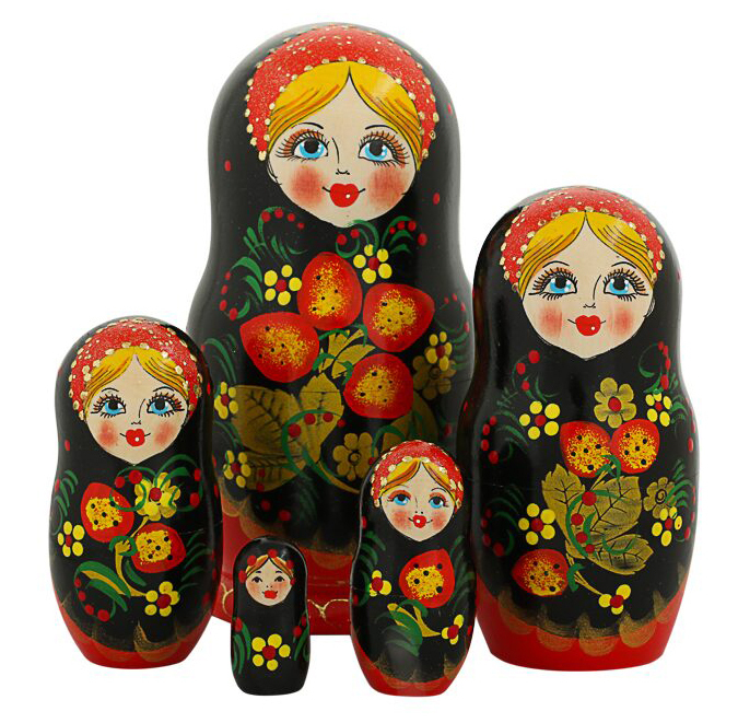 

Матрешка Хохломская 11464, 5 мест, 18 см, Разноцветный