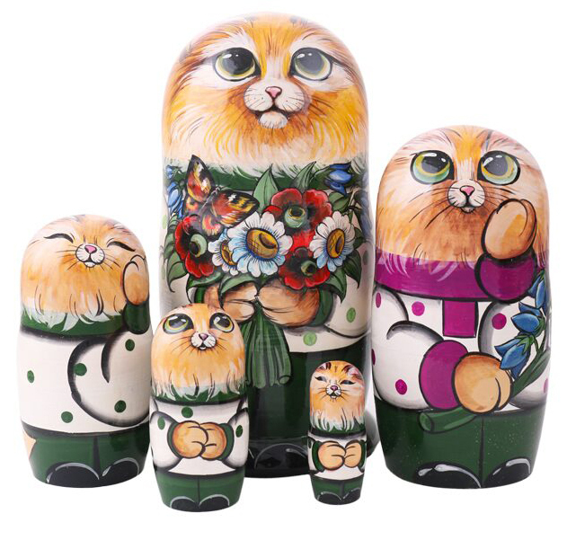 

Матрешка Котики 22551, 5 мест, 18 см, Разноцветный