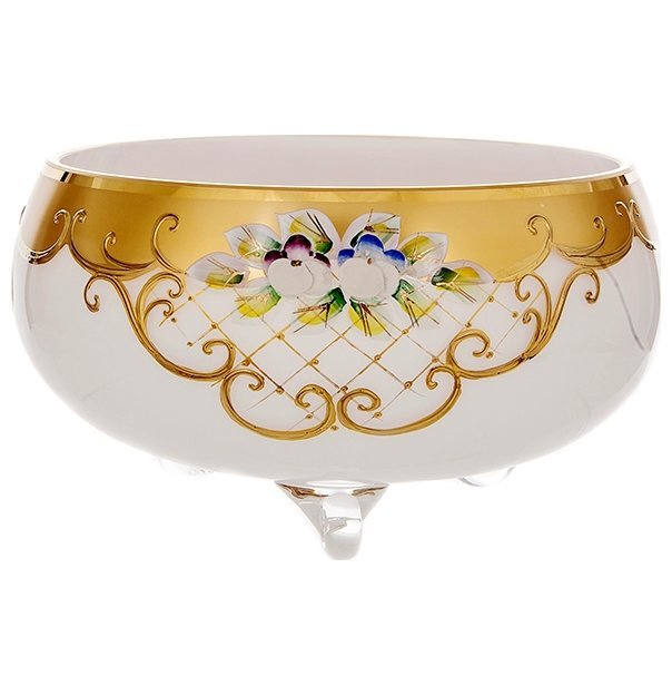 

Конфетница 17 см на 3-х ножках UNION GLASS "Лепка белая" 092532, Лепка белая