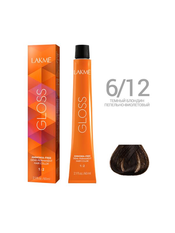 

Краситель Lakme полуперманентный Gloss 6.12 Темный блондин пепельно-фиолетовый