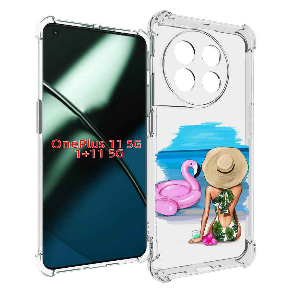 

Чехол MyPads Девушка-и-фламинго женский для OnePlus 11, Прозрачный, Tocco