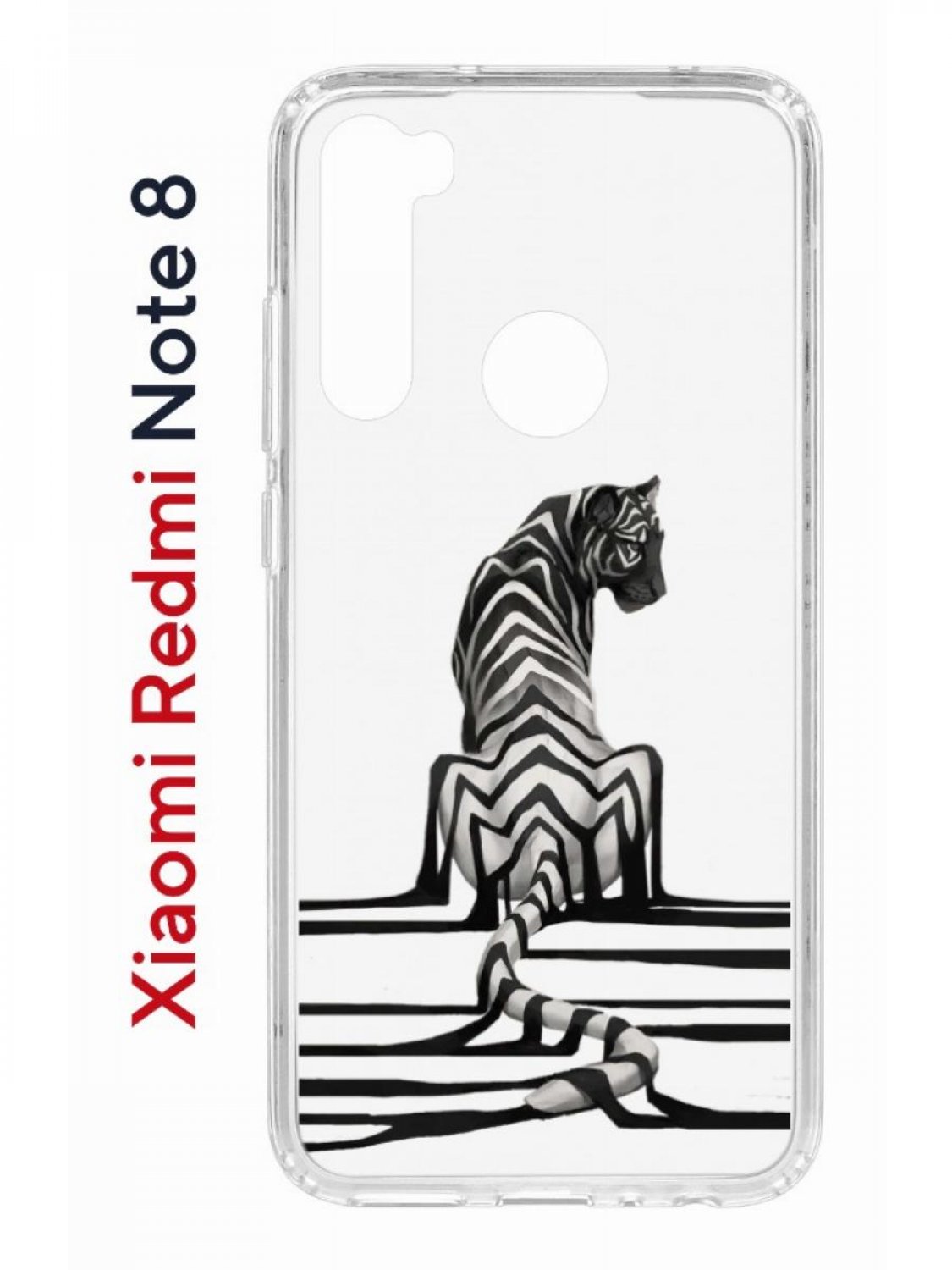 Чехол на Xiaomi Redmi Note 8 Kruche Print Tiger,противоударный бампер,с защитой камеры