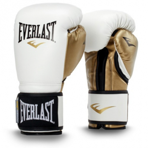 фото Перчатки тренировочные everlast powerlock pu 12 oz wh/gld