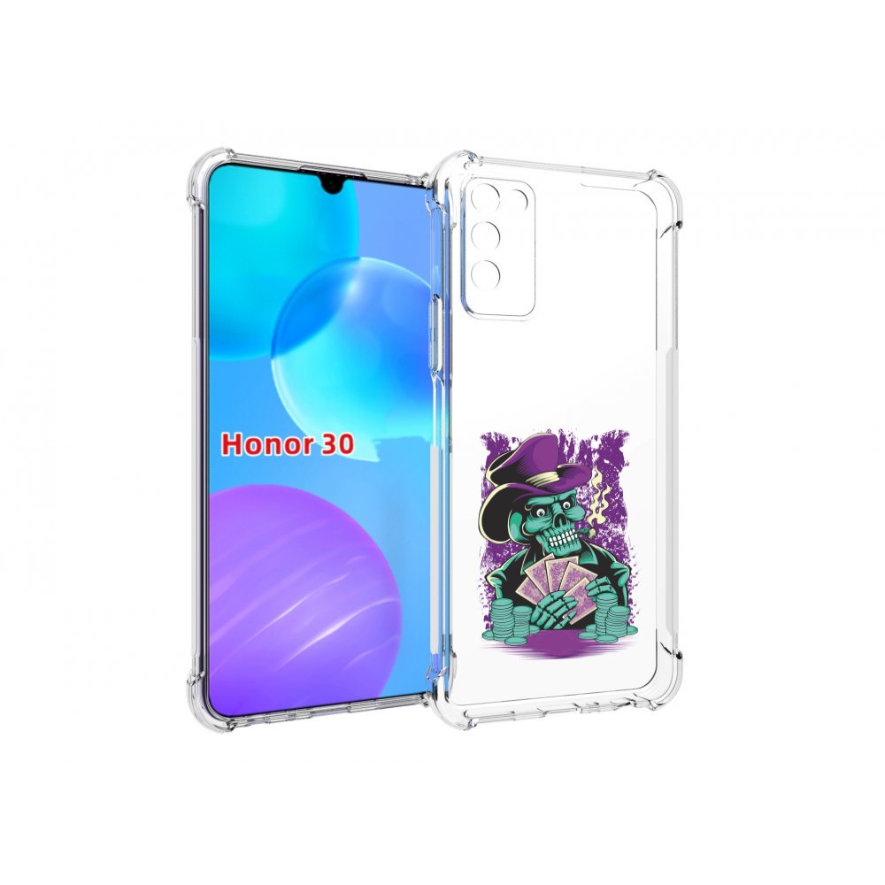 

Чехол MyPads зеленый череп с картами для Huawei Honor 30 Lite, Tocco