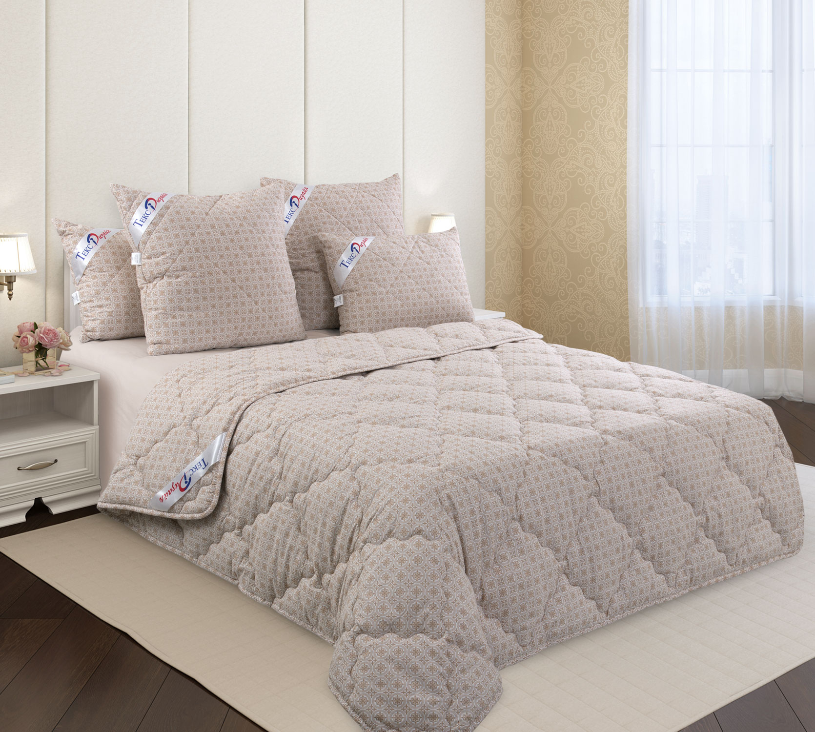 фото Одеяло "японский компаньон" стеганое (лен, хлопок 300/перкаль) 2-спальное текс-дизайн