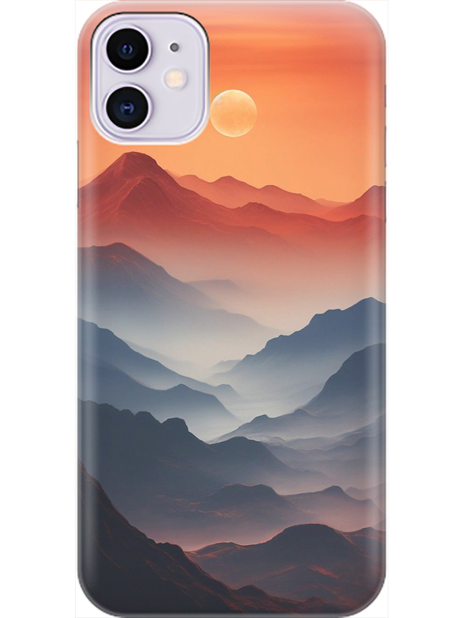 

Силиконовый чехол на Apple iPhone 11 с принтом "Луна над горами", Прозрачный;оранжевый;черный, 721799510