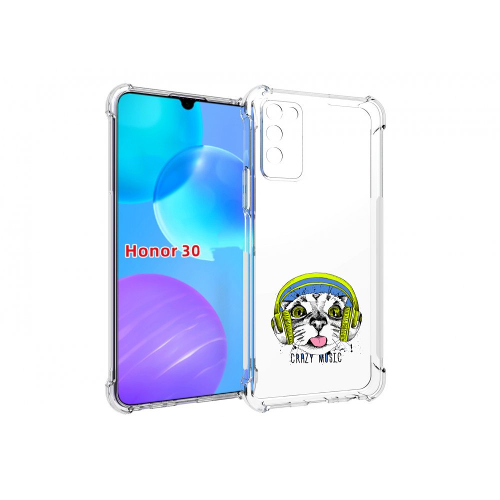 

Чехол MyPads кошка в наушниках рисунок для Huawei Honor 30 Lite, Tocco