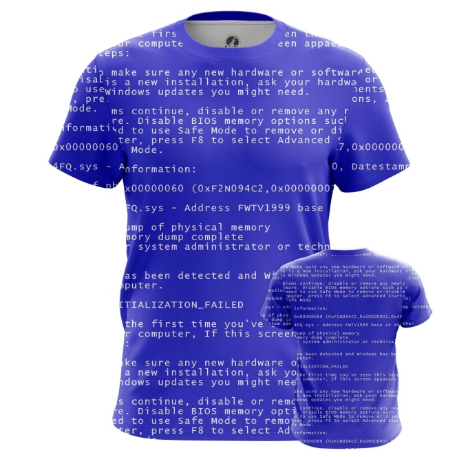

Футболка мужская teestore Синий экран смерти синяя 3XL, Синий экран смерти