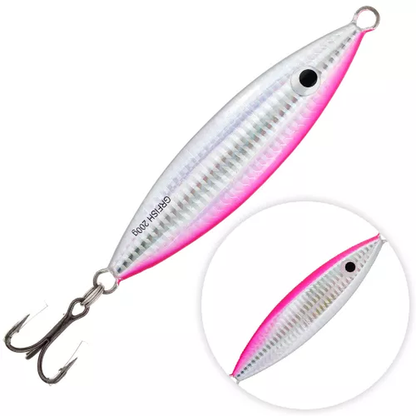 

Пилькер Grfish Fishpilk 134s 200гр. 134мм. P49, Розовый;серебристый, Fishpilk