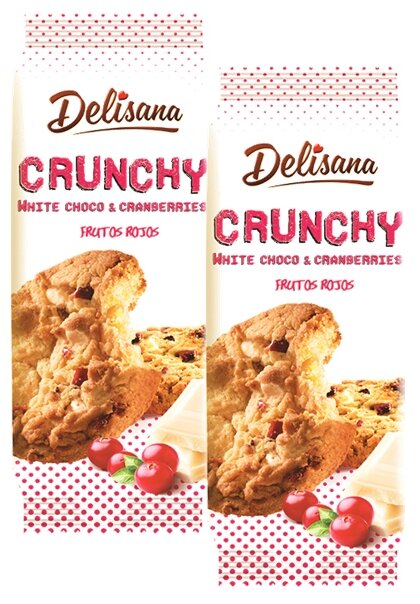 фото Печенье delisana crunchy с кусочками белого шоколада и клюквой 130 г