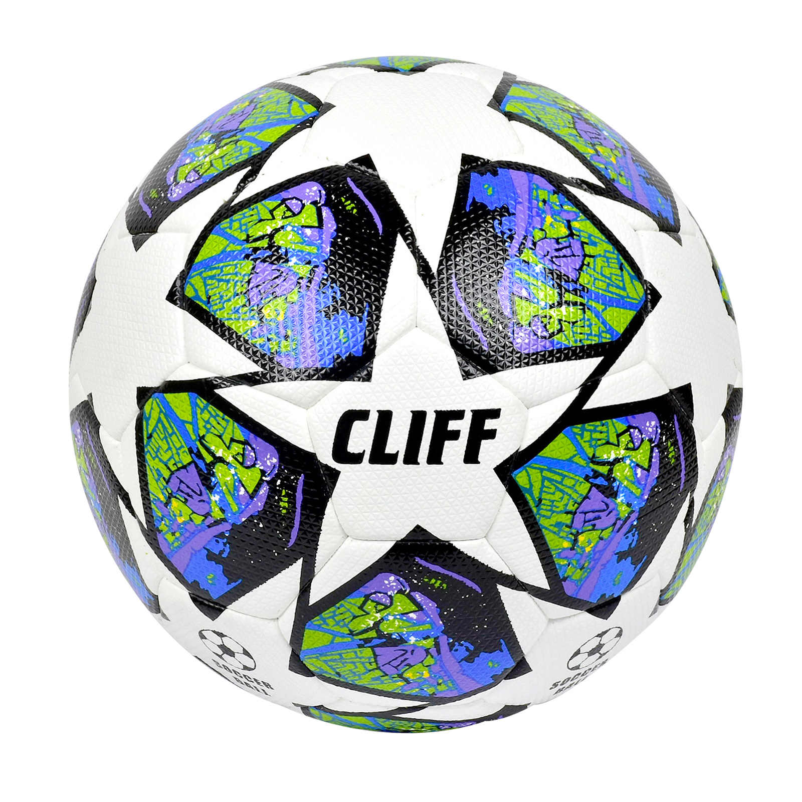 

Мяч футбольный CLIFF 3263, 5 размер, PU Hibrid, бело-сине-фиолетовый, Белый