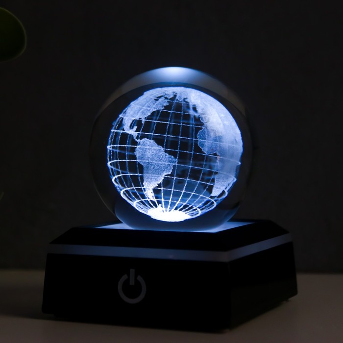 фото Сувенир стекло подсветка "глобус" d=6 см подставка led от 3aaa, провод usb 9х7х7 см nobrand