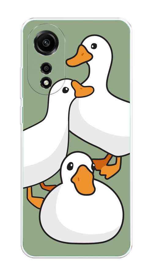 

Чехол на Oppo A78 4G "Утиное трио", Оранжевый;белый;серый, 2514750-1