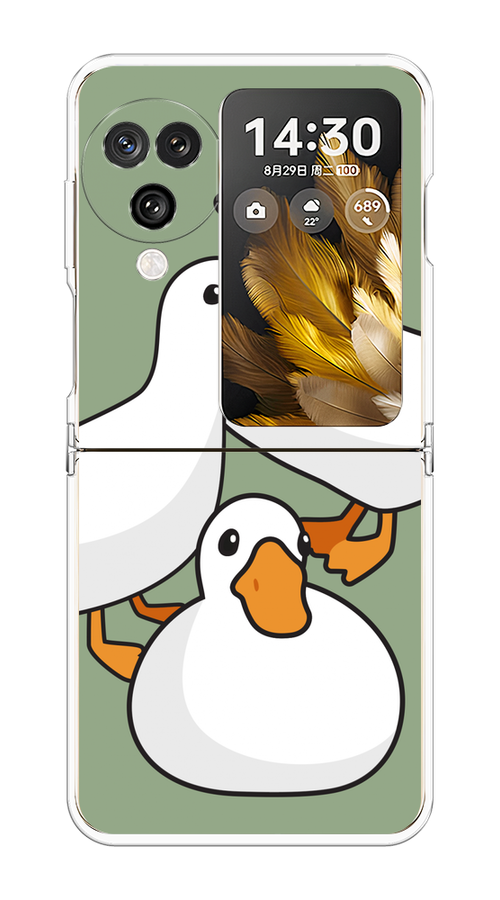 

Чехол на Oppo Find N3 Flip "Утиное трио", Оранжевый;белый;серый, 2517250-1