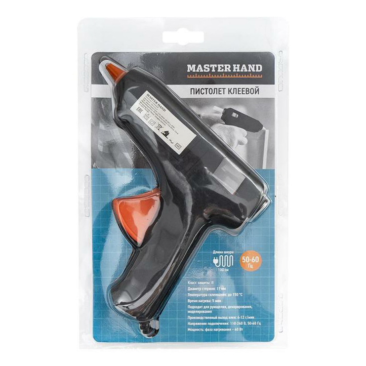 фото Пистолет для клея электрический master hand пластиковый 25 х 16 х 4 см
