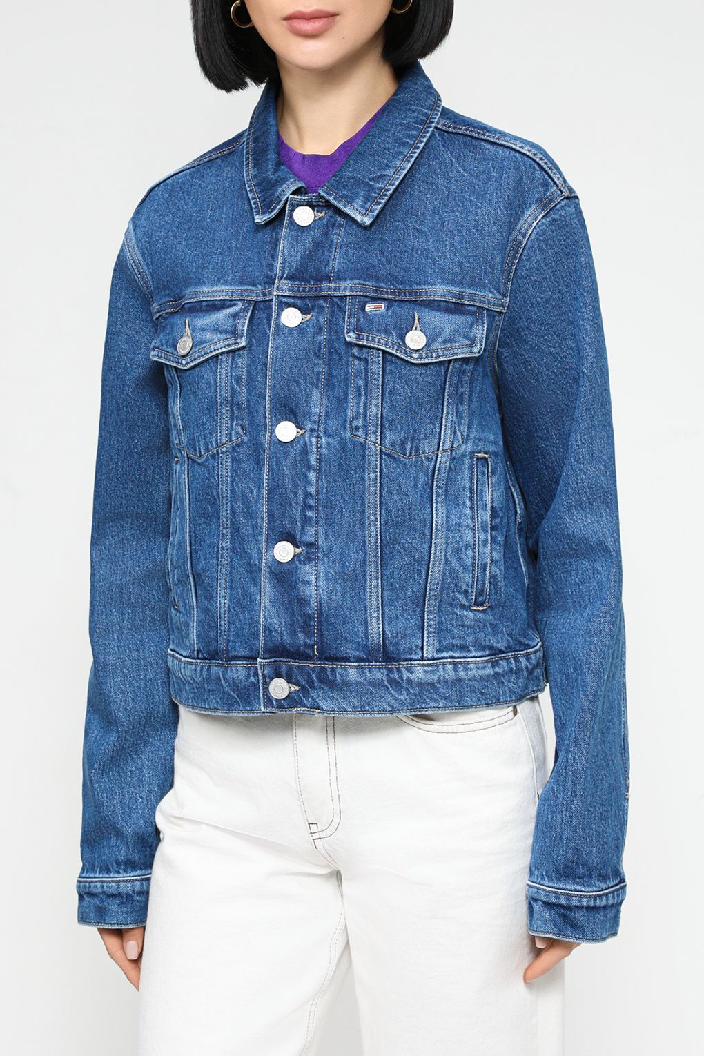 

Джинсовая куртка женская Tommy Jeans DW0DW16055 синяя S, Синий, DW0DW16055