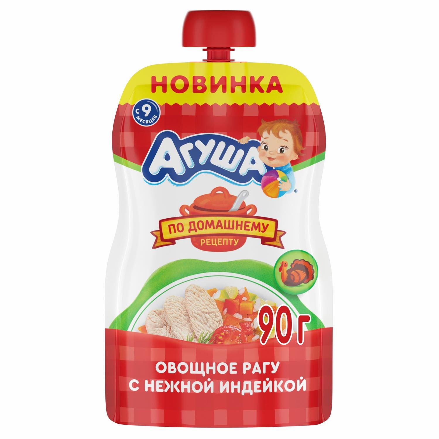 

Пюре Агуша овощное рагу с нежной индейкой с 9 месяцев 90 г