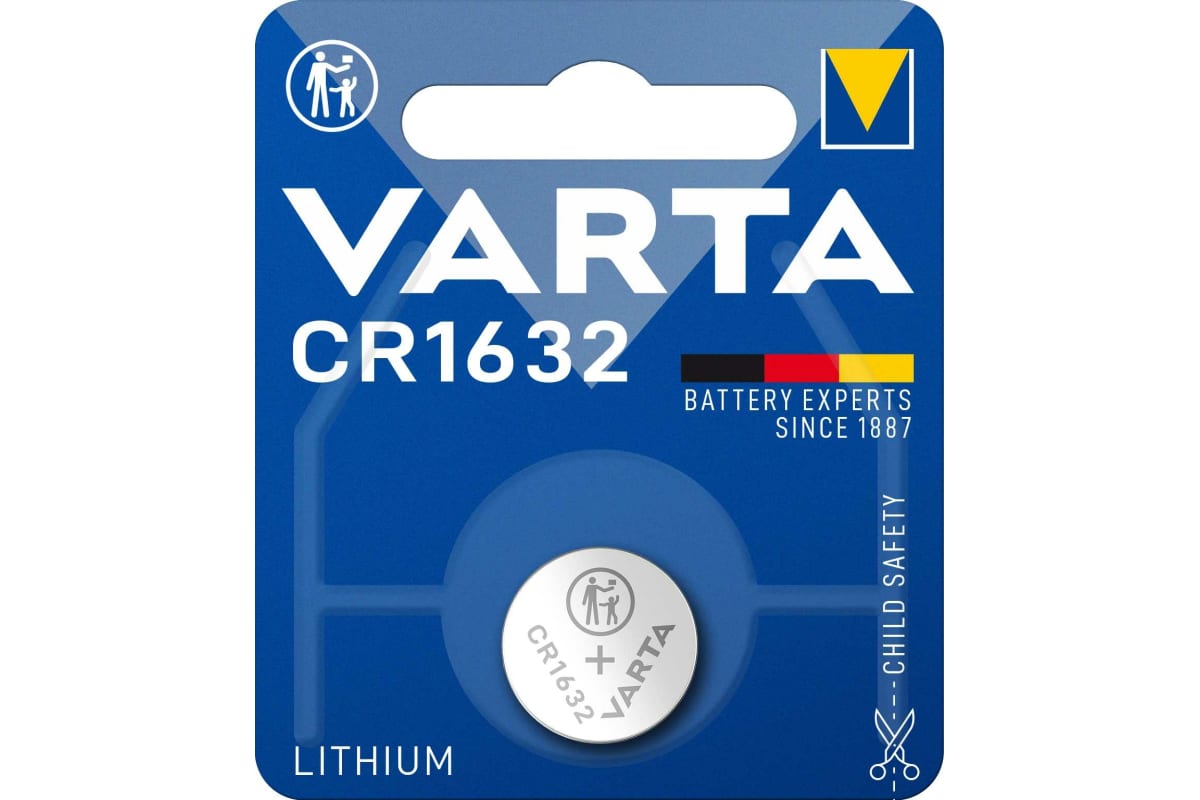 Батарейка литиевая varta lithium тип cr1632 3v, упаковка 1 шт Varta 06632101401 батарейка varta longlife aaa мизинчиковая lr03 1 5 в 10 шт