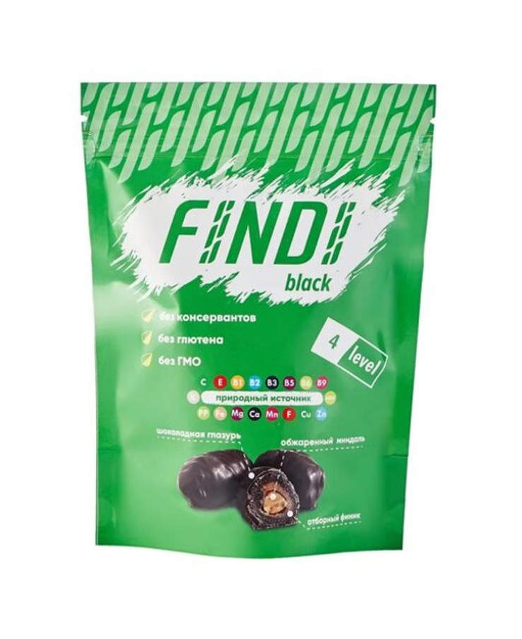 

Конфеты Findi Black финики с миндалем в шоколадной глазури 150 г