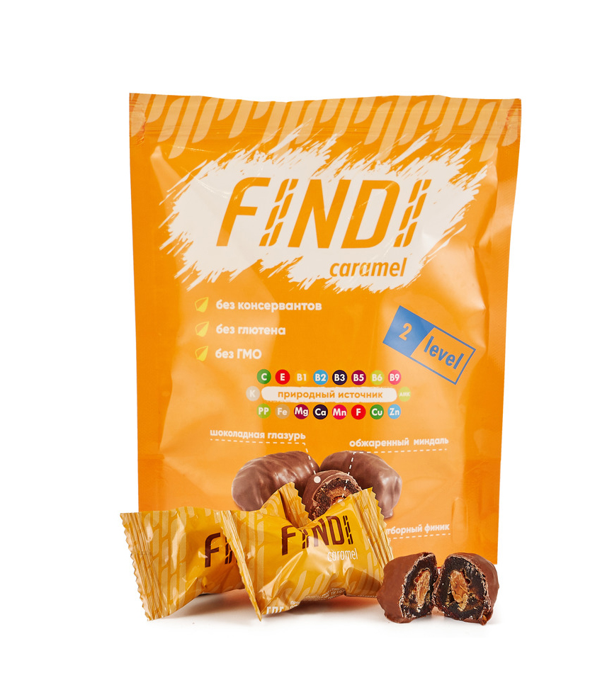 

Конфеты Findi Caramel финики с миндалем в шоколадной глазури 150 г