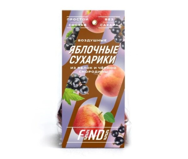 

Сухарики из пастилы Findi яблоко-черная смородина воздушные 50 г