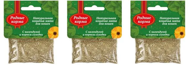 

Лакомство для кошек Родные корма Кошачья мята с календулой и корнем солодки 3 шт по 15 г