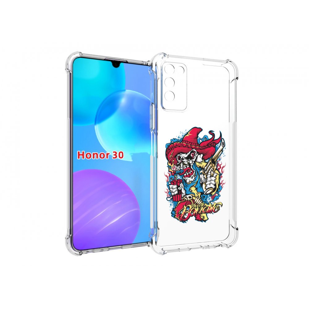 

Чехол MyPads нарисованный скелет с писталетом для Huawei Honor 30 Lite, Tocco