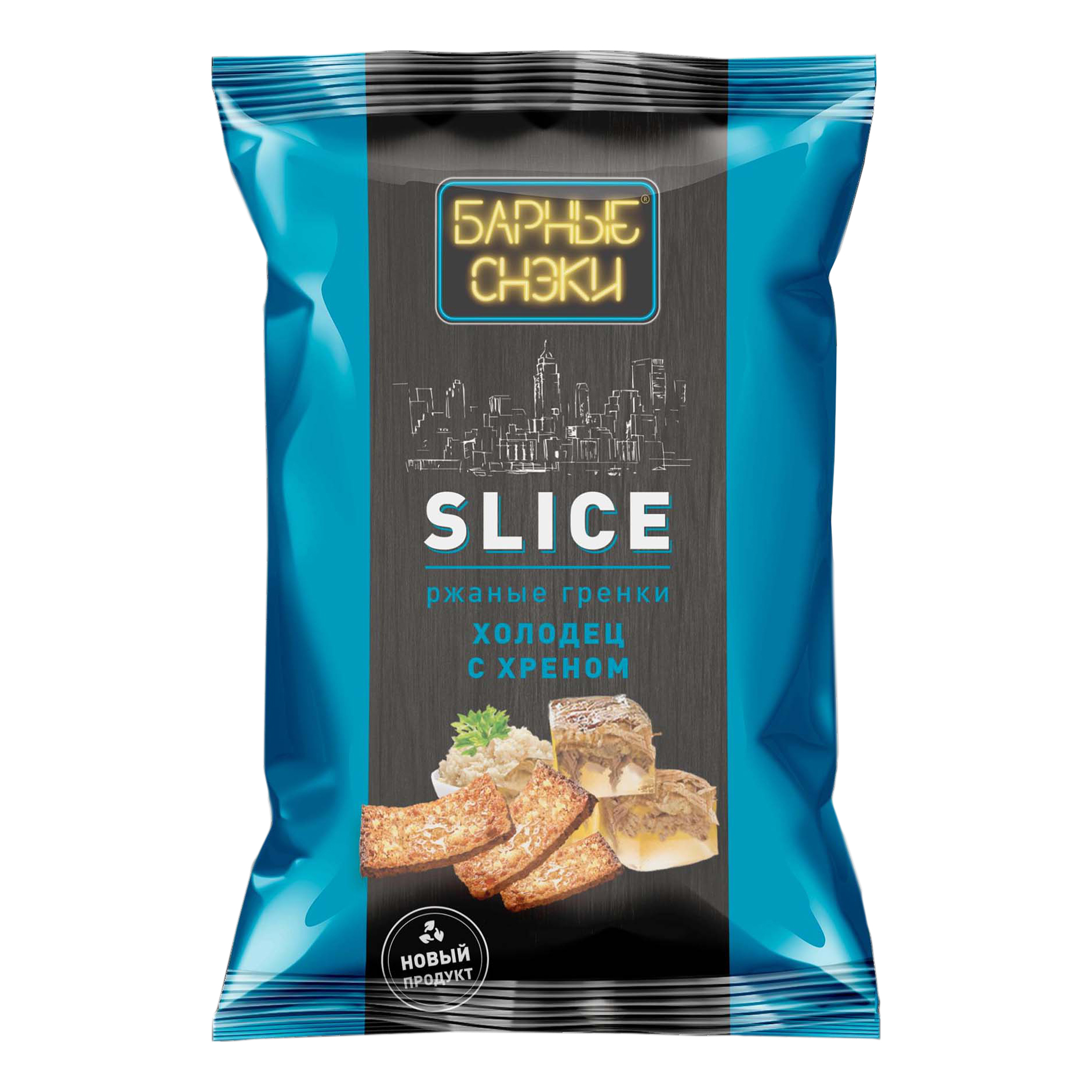 

Гренки ржано-пшеничные Барные снэки Slice Холодец с хреном 115 г