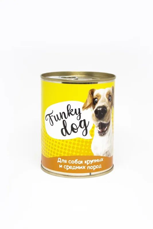 

Консервы для собак Сытый обед Funky Dog мясные, 350г