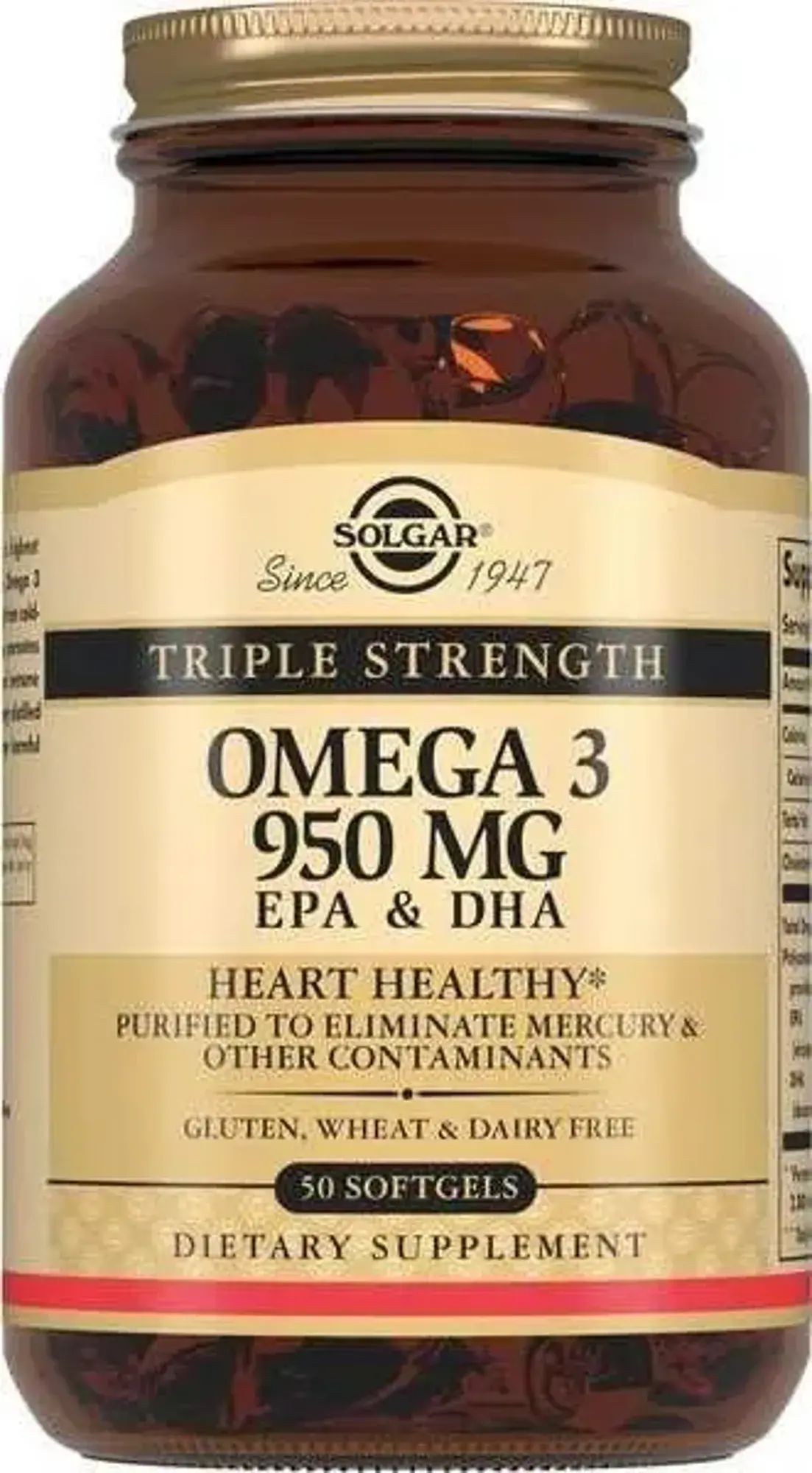 Тройная Омега-3 SOLGAR 950 мг ЭПК и ДГК, капсулы 50 шт.