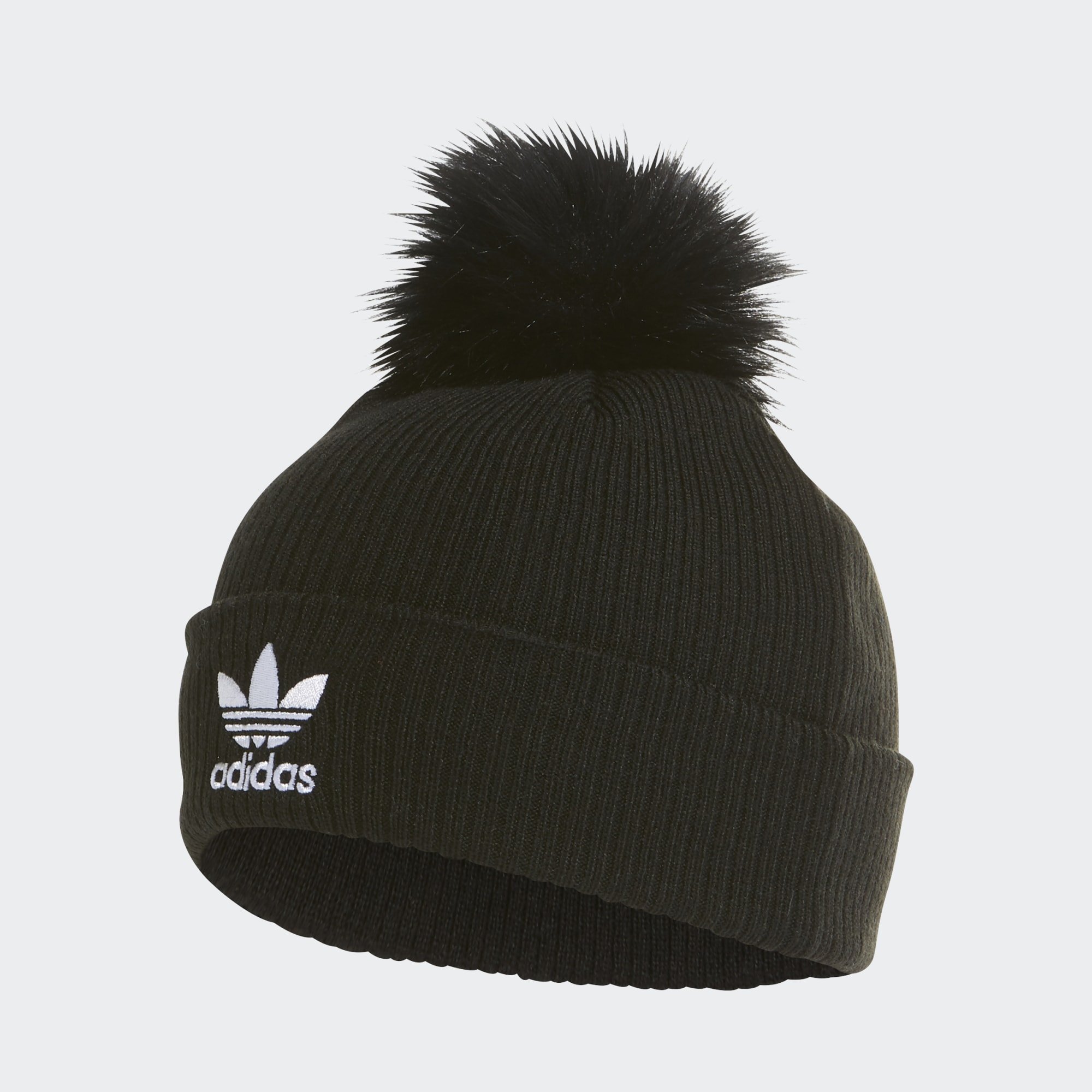 

Шапка бини унисекс Adidas W Fur Pom Beani черная, р.54-56, Черный, W Fur Pom Beani