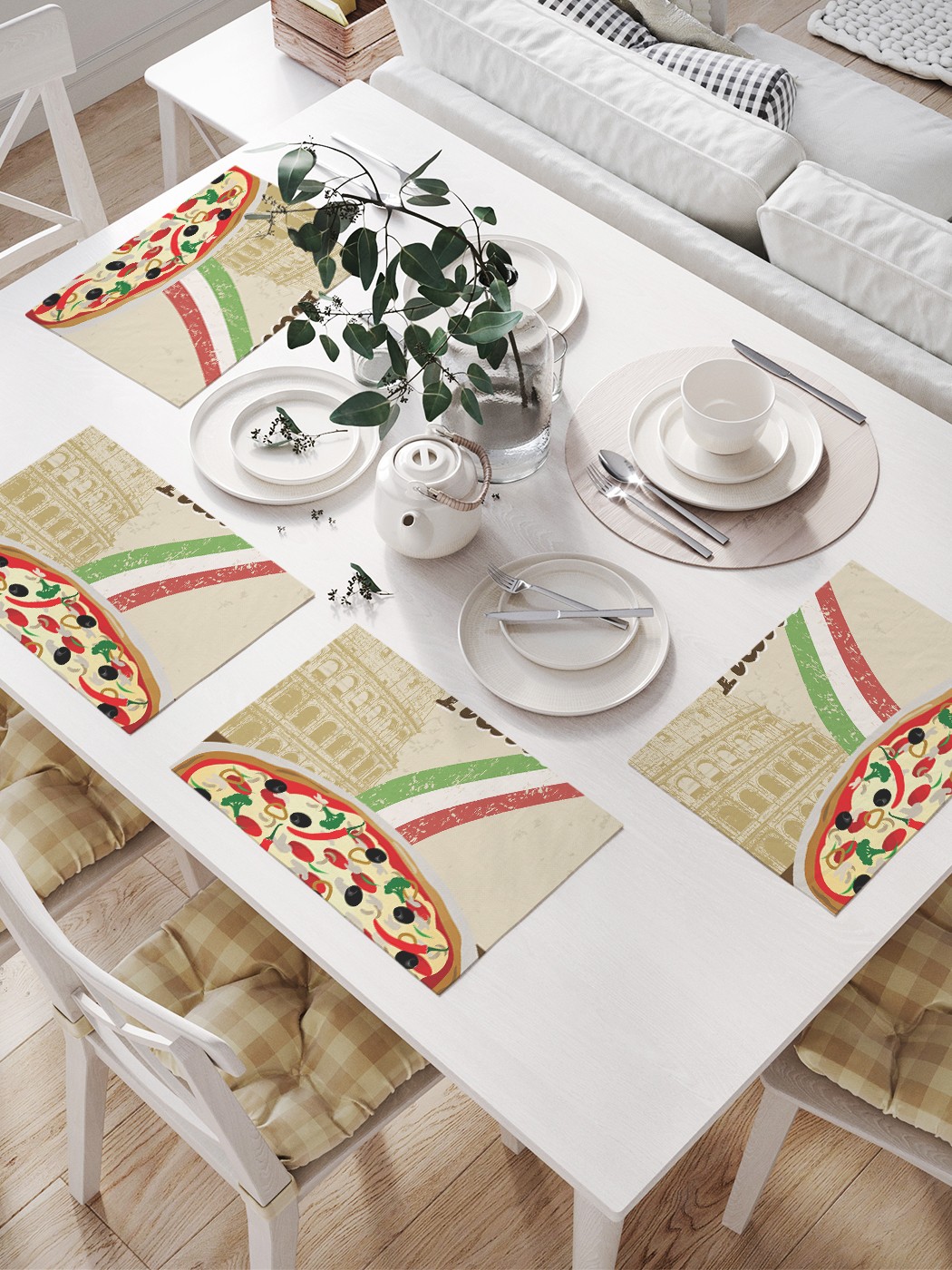фото Комплект салфеток joyarty "пицца в италии" для сервировки стола (32х46 см, 4 шт.)