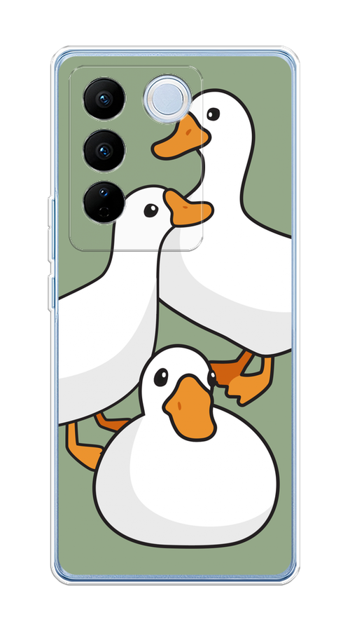 

Чехол на Vivo V27/V27 Pro "Утиное трио", Оранжевый;белый;серый, 268450-1
