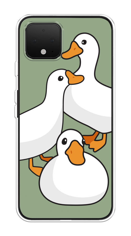 

Чехол на Google Pixel 4 "Утиное трио", Оранжевый;белый;серый, 270250-1