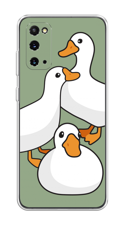 

Чехол на Samsung Galaxy S20 "Утиное трио", Оранжевый;белый;серый, 29250-1