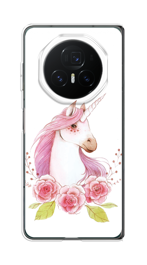 

Чехол на Honor Magic V3 Единорог цветы, Белый;розовый;серый, 6125050-1