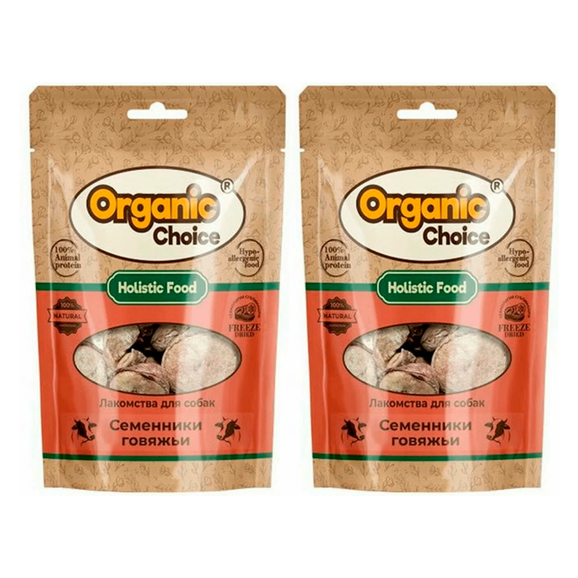 

Лакомство для собак Organic Сhoice Семенники говяжьи, 2 шт по 43 г