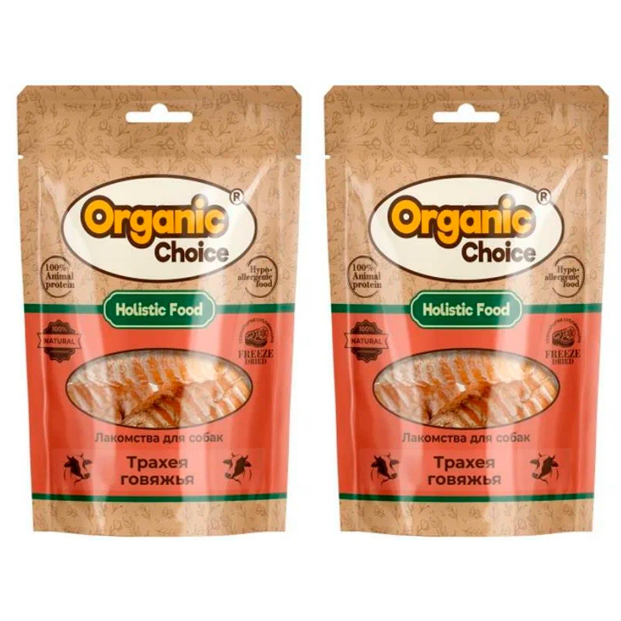 

Лакомство для собак Organic Сhoice Трахея говяжья, 2 шт по 50 г