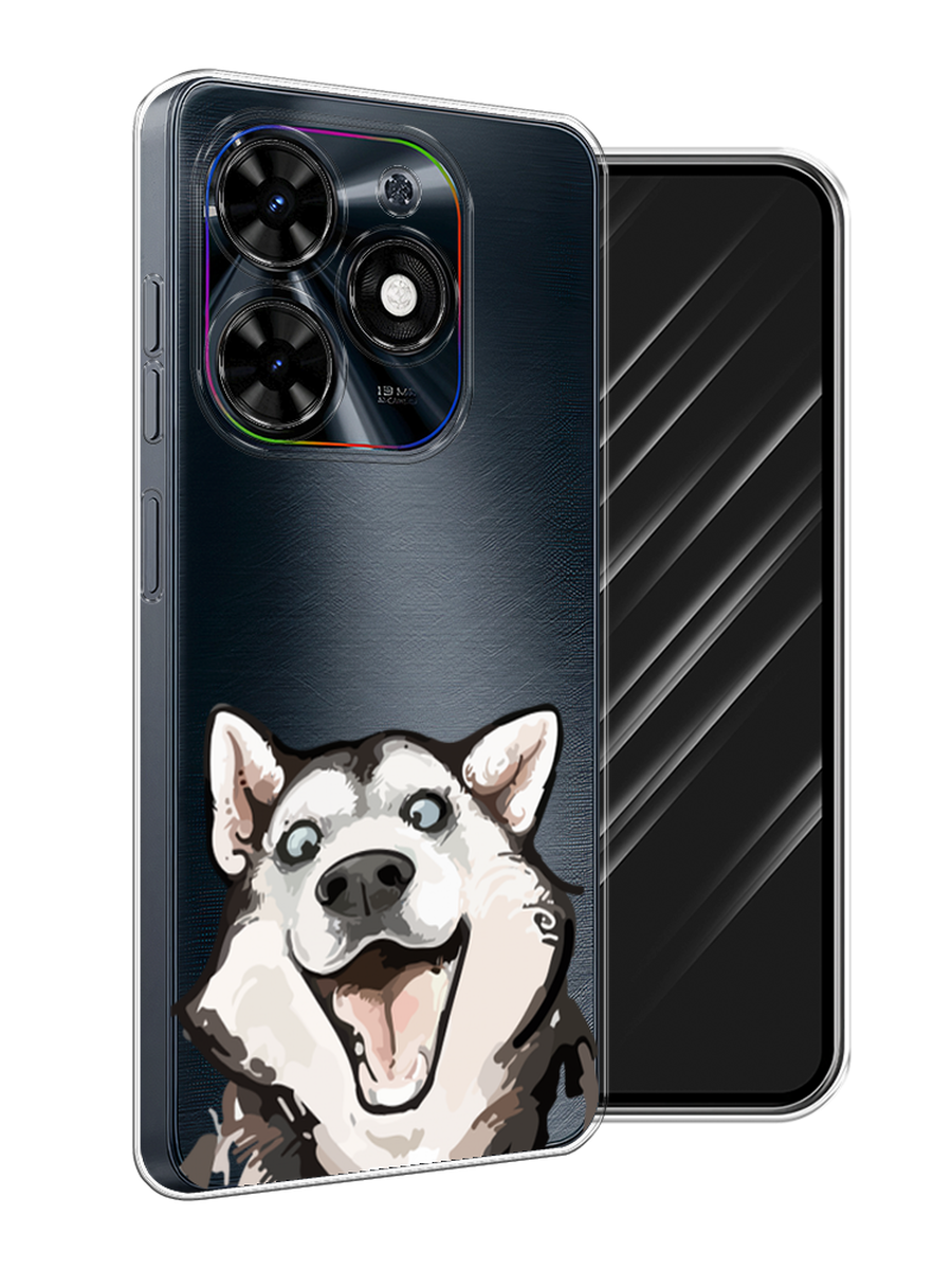 

Чехол Awog на Tecno Spark Go 2024 "Радостный хаски", Белый;голубой;черный, 304650-1