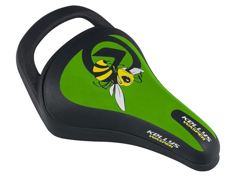 фото Седло для велосипеда kls wasper детское, 245x145мм, с ручкой, зелёное kellys