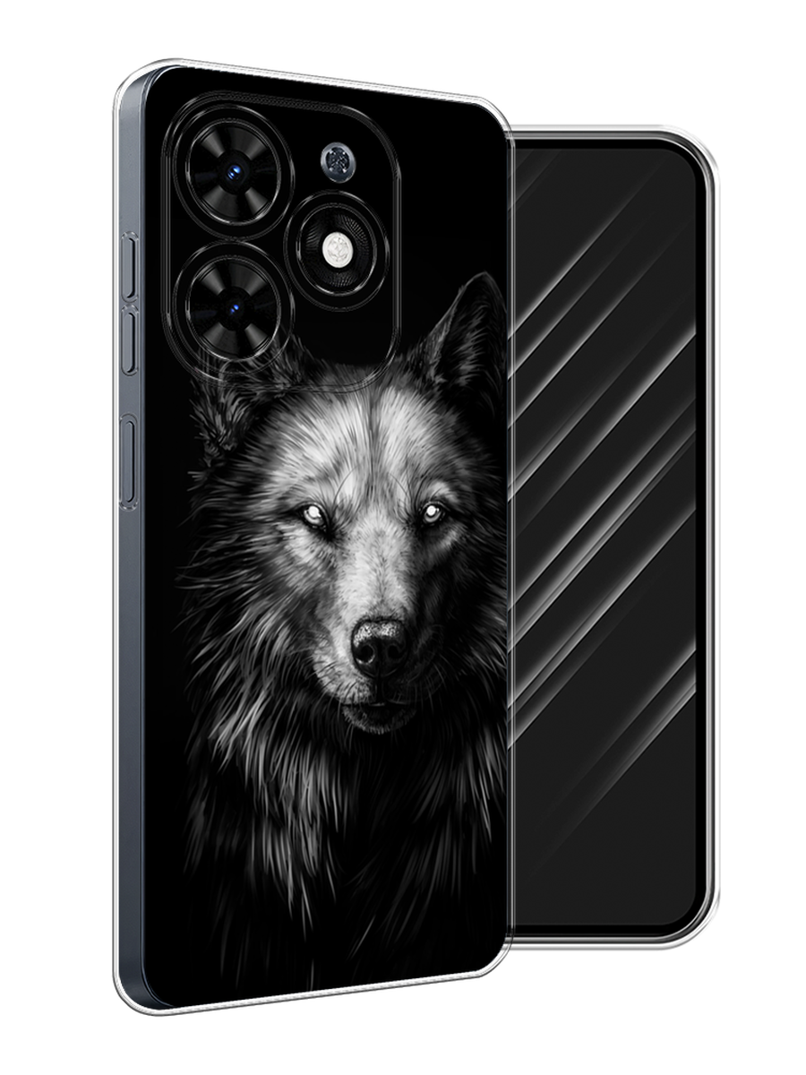 

Чехол Awog на Tecno Spark 20C "Волк черно белый", Серый;бежевый;белый, 304950-1